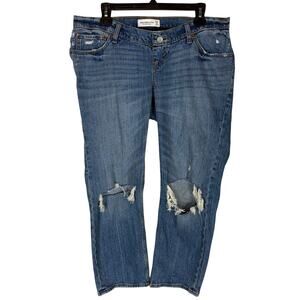 Abercrombie & Fitch Distressed Jeans Womens 28/6‎ Blue Lined The Ankle Straight